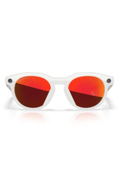 Oakley Gender Inclusive Meta Hstn 51mm Round Glasses In White