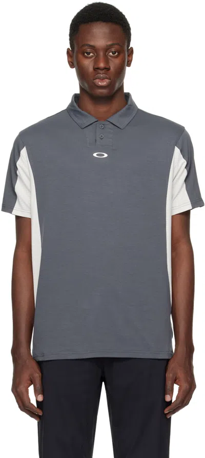 Oakley Grey Button Polo In 25n Uniform Grey