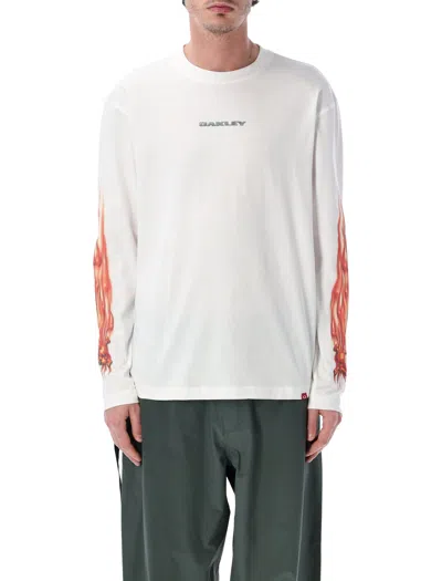 Oakley Heritage Flame Ls Cotton Tee In White