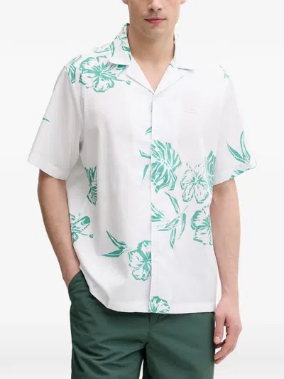 Oakley Hibiscus Breeze Floral-print Short-sleeve Shirt In White