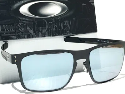 Pre-owned Oakley Holbrook Metal Matte Black Polarized Galaxy Chrome Sunglass 4123 In Silver