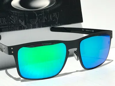 Pre-owned Oakley Holbrook Metal Matte Black Polarized Galaxy Jade Green Sunglass 4123