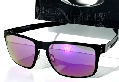 Pre-owned Oakley Holbrook Metal Matte Black Polarized Galaxy Violet Lens Sunglass 4123 In Purple