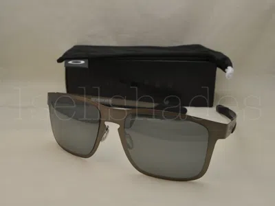 Pre-owned Oakley Holbrook Metal (oo4123-06 55) Matte Gunmetal With Prizm Black Polar Lens