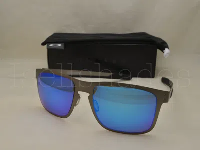 Pre-owned Oakley Holbrook Metal (oo4123-07 55) Matte Gunmetal W/ Prizm Sapphire Polar Lens In Multicolor