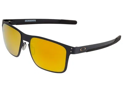 Pre-owned Oakley Holbrook Metal Sunglasses Oo4123-1355 Matte Black/24k Gold Iridium In 24k Iridium