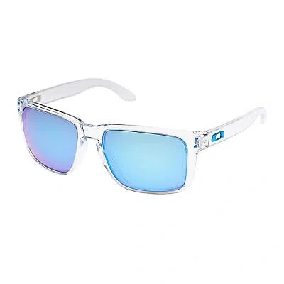 Pre-owned Oakley Holbrook Xl Polarized Sunglasses Polishedclear Prizmsapphireiridium In Blue