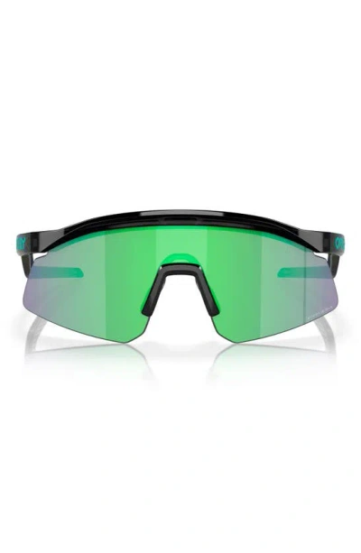 Oakley Hydra 37mm Prizm™ Semirimless Wrap Shield Sunglasses In Shiny Black