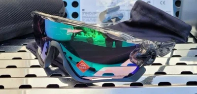 Pre-owned Oakley Jawbreaker 9290-4631 Sunglasses Grey Ink W/ Prizm Road Jade Lenses In Red