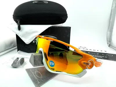 Pre-owned Oakley Jawbreaker Atomic Orange Fire Iridium Polarized Sunglasses Oo9290-09