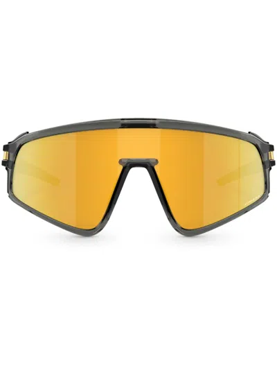 Oakley Latch Panel 35mm Polarized Rectangle Sunglasses In Grey Smoke