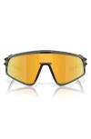 Oakley Latch Panel 35mm Polarized Rectangle Sunglasses In Grey Smoke