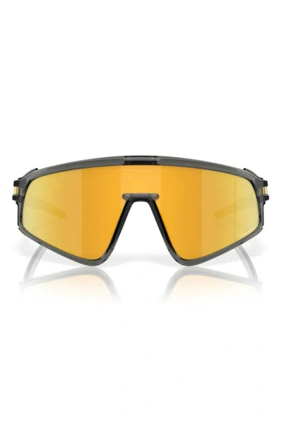 Oakley Latch Panel 35mm Polarized Rectangle Sunglasses In Grey Smoke