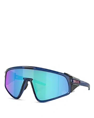 Oakley Latch Panel Rectangular Shield Sunglasses, 135mm In Prizm Sapphire