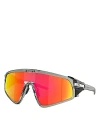 Oakley Latch Panel Rectangular Shield Sunglasses, 135mm In Gray/orange Gradient