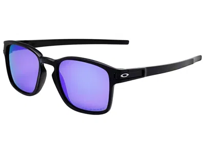 Pre-owned Oakley Latch Sq Polarized Sunglasses Oo9353-04 Matte Black/violet Iridium
