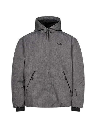 Oakley Logo-print Hooded Jacket In Gray