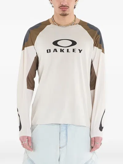 Oakley Logo-print Panelled T-shirt In White