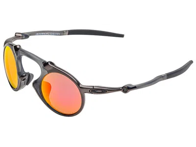 Pre-owned Oakley Madman Polarized Sunglasses Oo6019-04 X Metal Dark Carbon/ruby Iridium