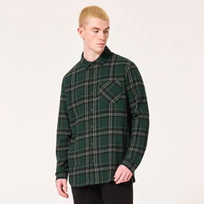 Oakley Podium Plaid Ls Flannel In Black,green