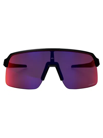 Oakley Matte Black Acetate Sunglasses In Blue
