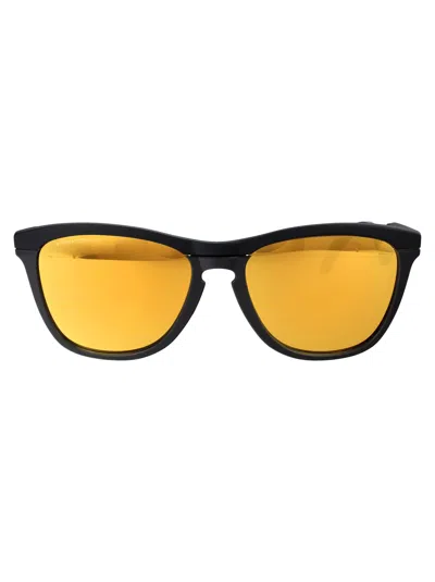 Oakley Matte Black Acetate Sunglasses In Yellow