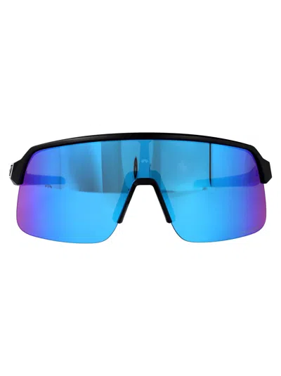 Oakley Matte Black Injectate Sunglasses In Blue