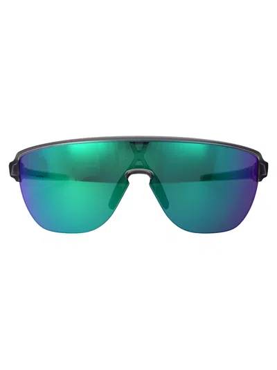 Oakley Matte Grey Acetate Sunglasses In Green