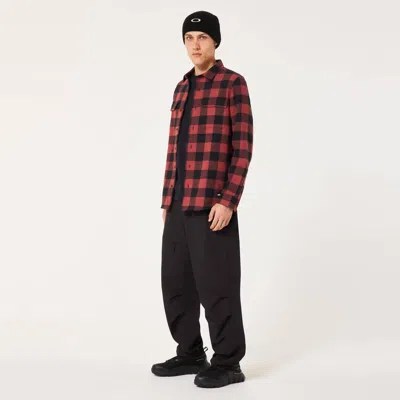 Oakley Men's Bear Cozy Flannel Shirt In Rosewood/black In Red
