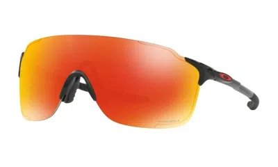 Oakley Men's Evzero Stride Rectangular Sunglasses In Polished Black/prizm Ruby In Orange