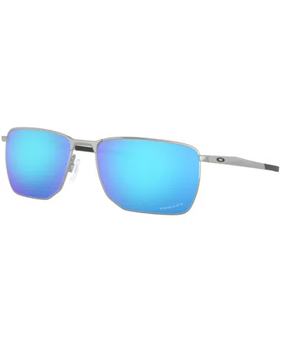 Oakley Men's Sunglasses, Oo4142 In Satin Chrome,prizm Sapphire