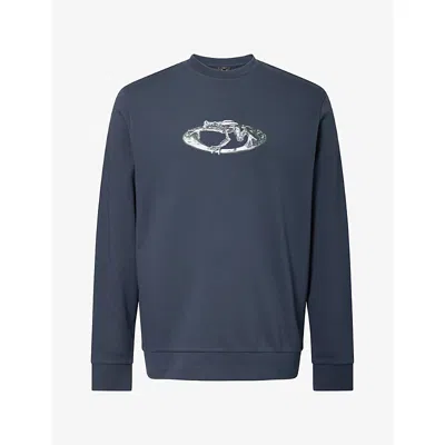Oakley Mens Animatronic Frog Graphic Jersey Jumper Graphite In Blue