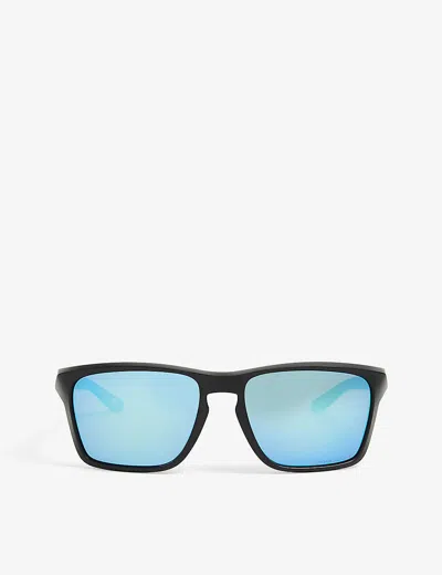 Oakley Oo9448 Sylas Rectangular-framed Acetate Sunglasses In Black