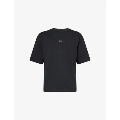 Oakley Mens Blackout Stacked Metal Graphic-print Cotton T-shirt In Blue