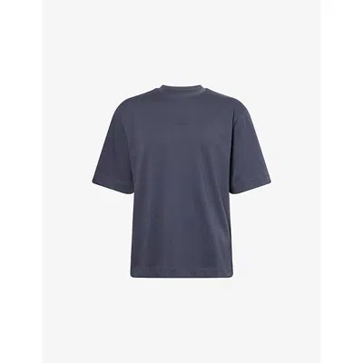 Oakley Mens Reserve Ellipse Oversized Cotton-jersey T-shirt Graphite In Blue