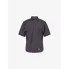 Oakley Mens Fuel Short-sleeve Cotton-linen Blend Shirts Phantom In Brown