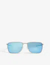 Oakley Oo4142 Ejector Metal Rectangular-frame Sunglasses In Silver