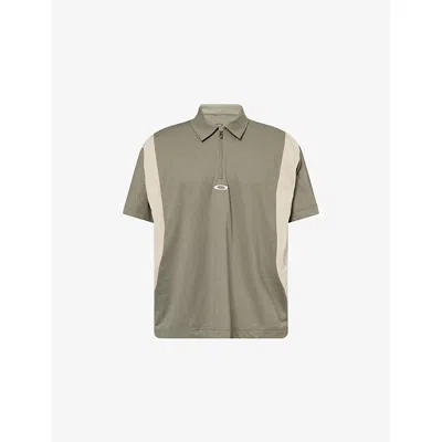 Oakley Mens Worn Olive Training Embroidered-logo Jersey Polo Shirt In Green