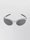 Oakley Oval Frame Sunglasses Silver-tone Finish In Gray