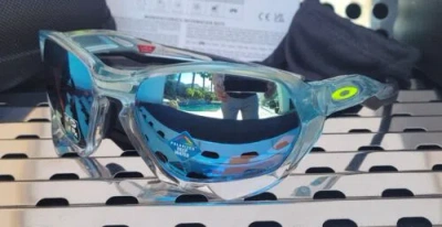Pre-owned Oakley Plazma 9019-1559 Sunglasses Blue Ice W/ Prizm Deep H2o Polarized