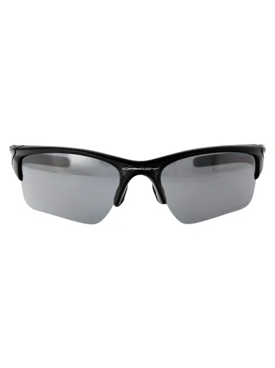 Oakley Polished Black Acetate Sunglasses In Gray