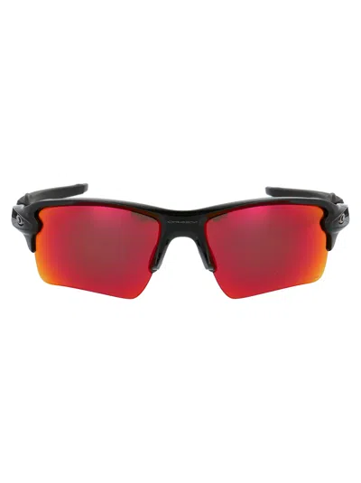 Oakley Polished Black Acetate Sunglasses In Red