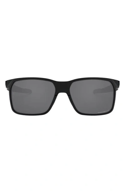 Oakley Portal 59mm Polarized Square Sunglasses In Polished Black/prizm Black