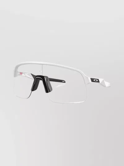 Oakley Rectangular Semi Rimless Sunglasses With Adjustable Nose Pads In White