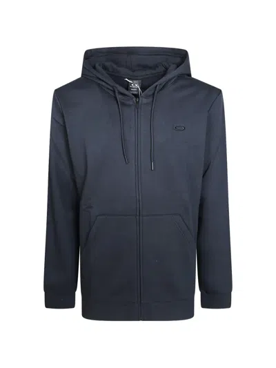 Oakley Relax Logo-embroidered Zip-up Hoodie In Blue