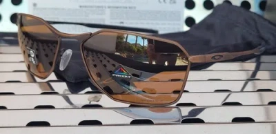 Pre-owned Oakley Savitar 6047-0258 Sunglasses Satin Toast Ti W/ Prizm Tungsten Iridium