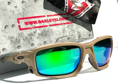 Pre-owned Oakley Si Shocktube Terrain Tan Polarized Galaxy Jade Lens Sunglass 9329 In Green