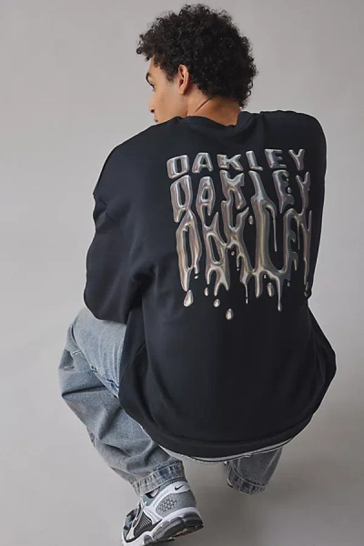 Oakley Stacked Metal Logo Graphic Crew Neck Sweatshirt In Black, Men's At Urban Outfitters