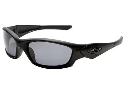 Pre-owned Oakley Straight Jacket Polarized Sunglasses 24-124 Matte Black/grey In Gray