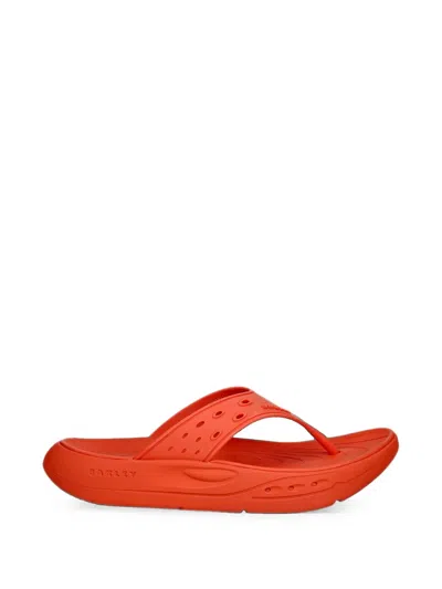 Oakley Studio Perforated Logo-embossed Flip-flops In Orange